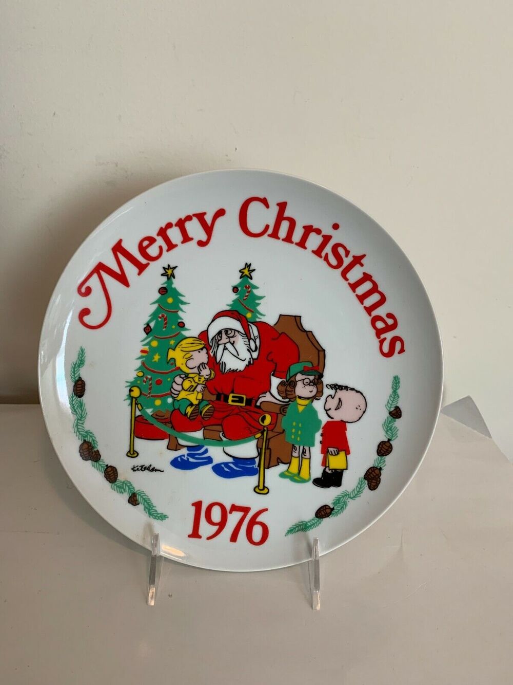Dennis The Menace Plate Merry Christmas Santa Ceramic Wall Hank Ketchum 1976